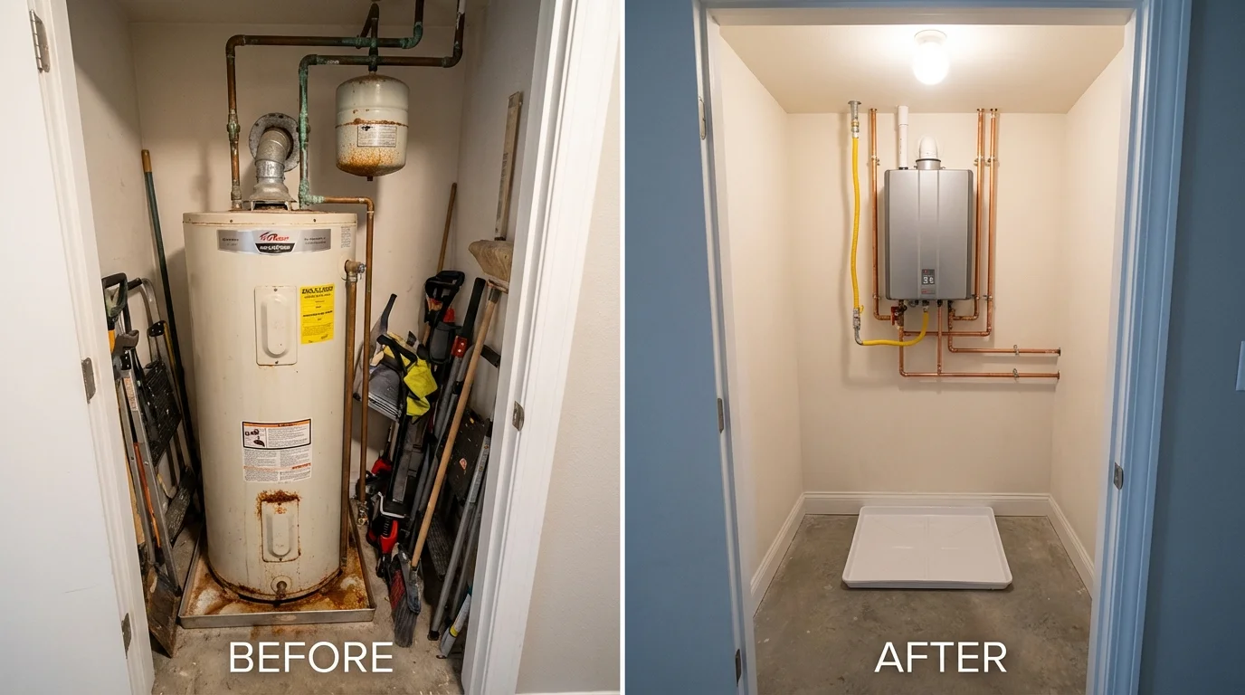 Tank water heater versus wall-mounted tankless unit comparison for Annandale, NJ homeowners